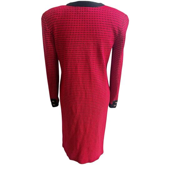 Robert Janan Designed By Eva Midi Vintage Houndstooth Dress Red & Black Size 6 - Picture 4 of 11